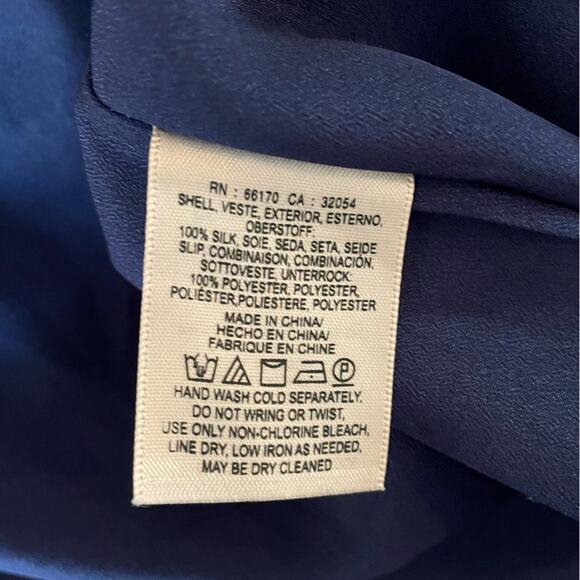 Anthropologie Maeve Sleeveless Silk Slip Mini Dress Geo Print Teal Blue Pink L - Picture 7 of 7